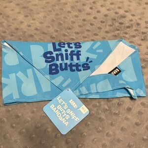 NWT Bark Box bandana, blue, “let’s sniff butts” size m-l